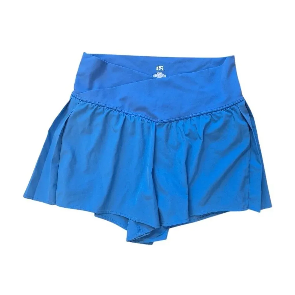 JoyLab Crossover High Waisted Athletic Running Skort Shorts Blue Large